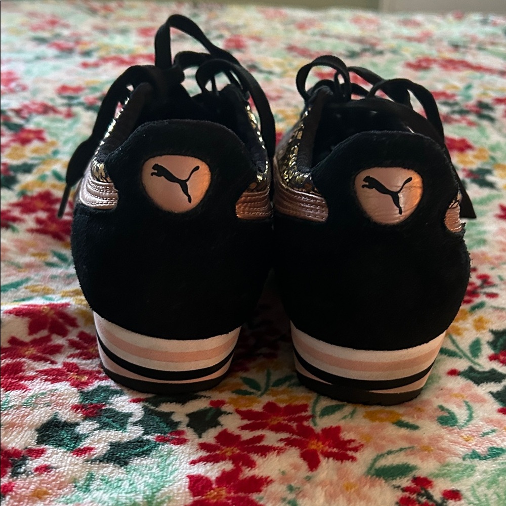 Puma Women's Black and Gold Leopard Sneakers - Picture 6 of 11